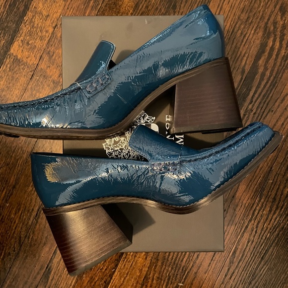 Vince Camuto Segellis blue patent block heeled loafer - Picture 2 of 4